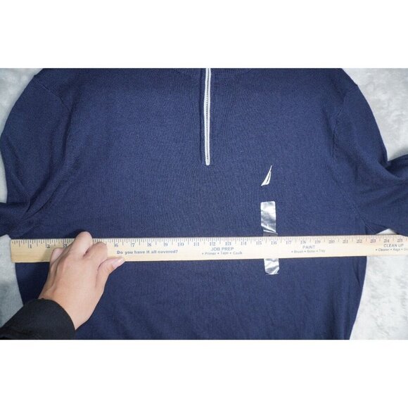 Nautica Classic Navy Quarter-Zip Pullover Sweatshirt with Signature Logo L - Picture 8 of 14